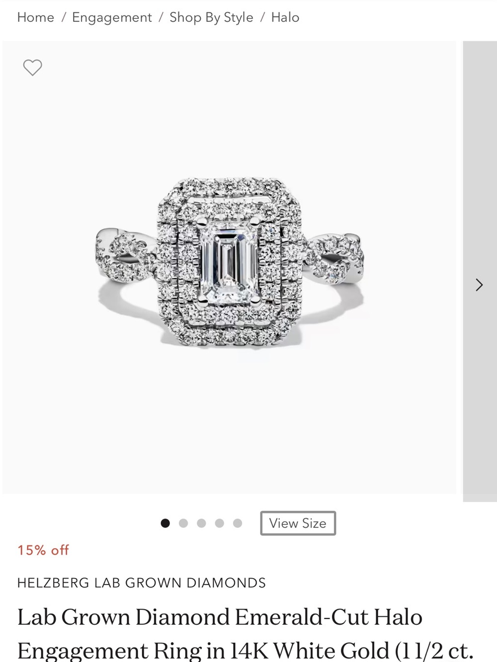 White Gold Emerald-Cut Halo Engagement Ring